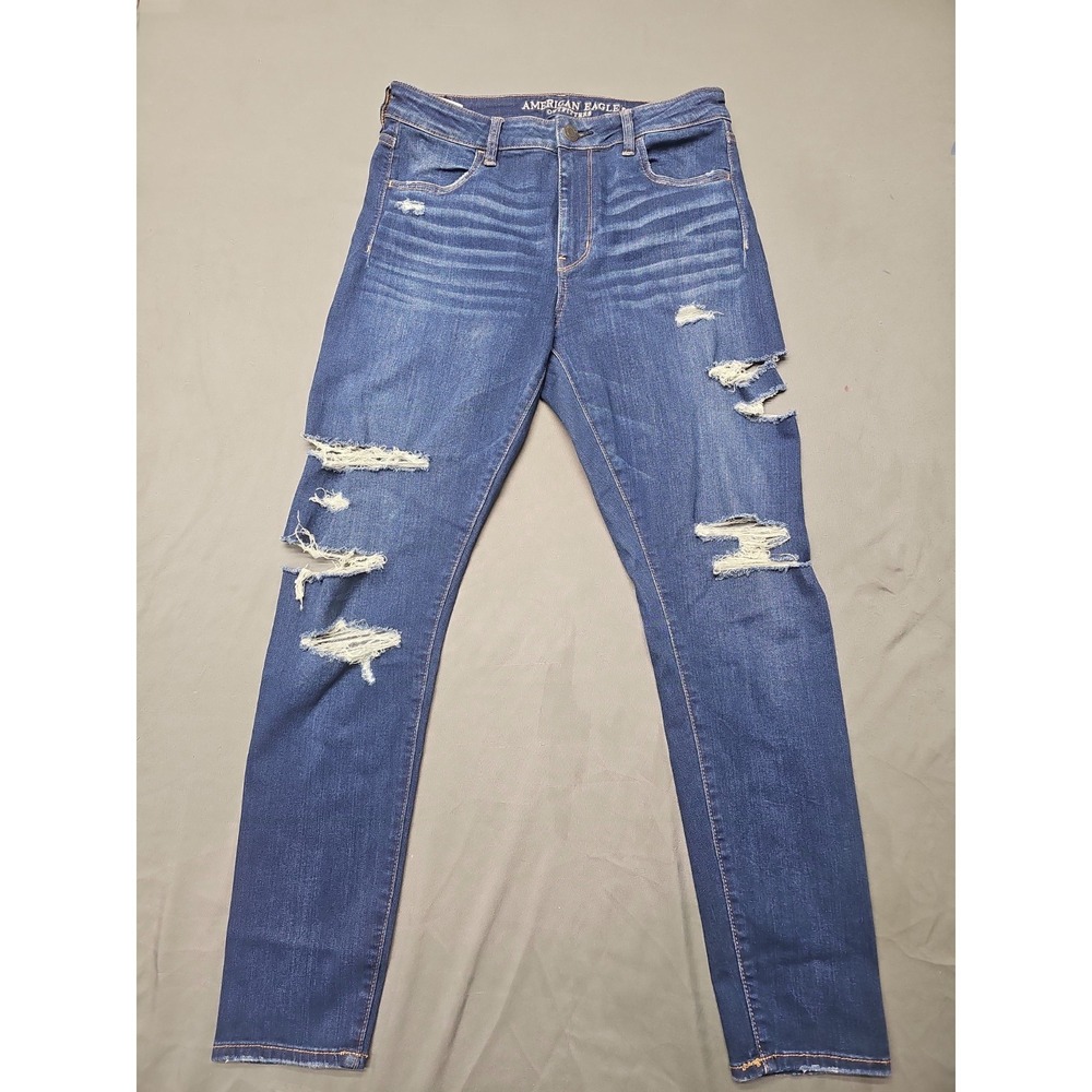 American Eagle Womens Size 12 (32x28) Hi-Rise Jegging Super Stretch X Distressed